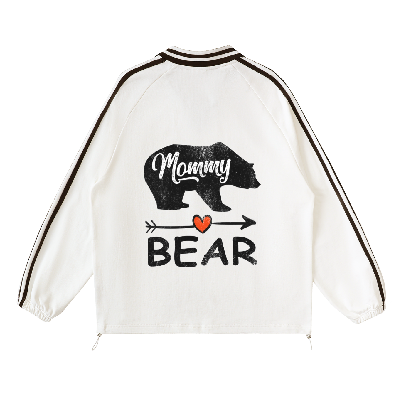 “She is Mom” Contrast Striped Lapel Collar Sweatshirt
