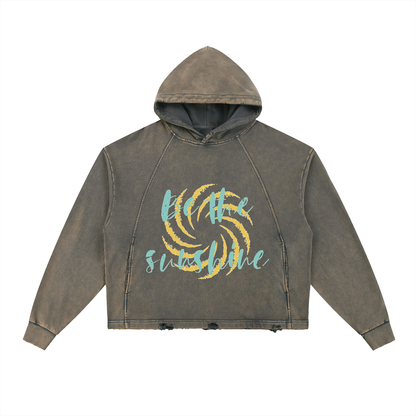 “Be The Sunshine” Vintage Washed Frayed-Hem Hoodie