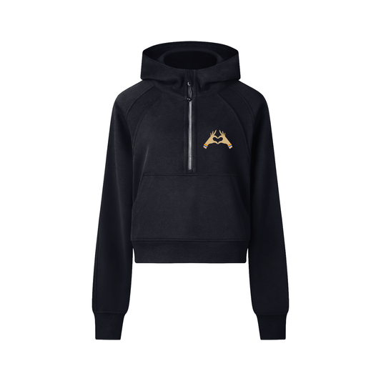 “Love” Cropped Half-Zip Hoodie