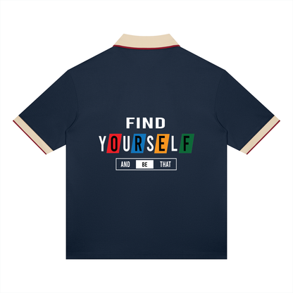 “Find Yourself And Be That” Men’s Color Block Polo Shirt