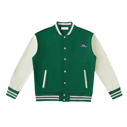 “Stars Smile” Two-Tone Fleeced Varsity Jacket
