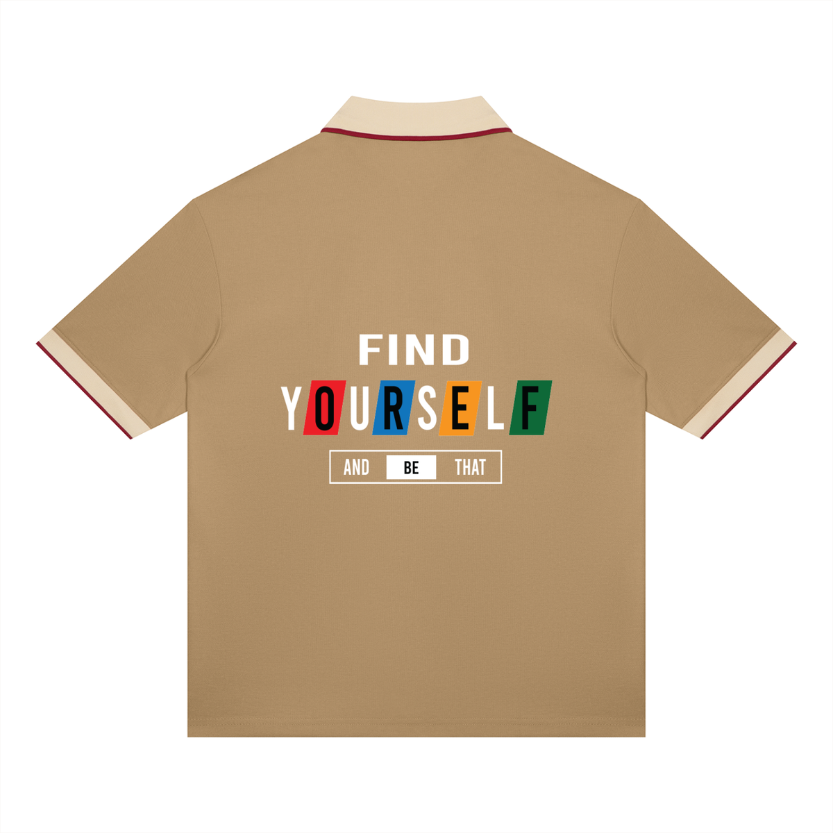 “Find Yourself And Be That” Men’s Color Block Polo Shirt