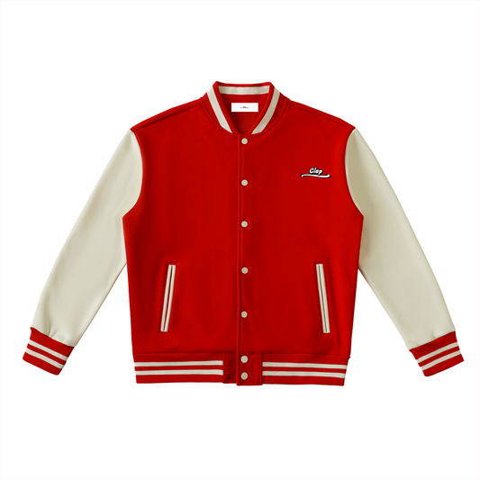 “Stars Smile” Two-Tone Fleeced Varsity Jacket