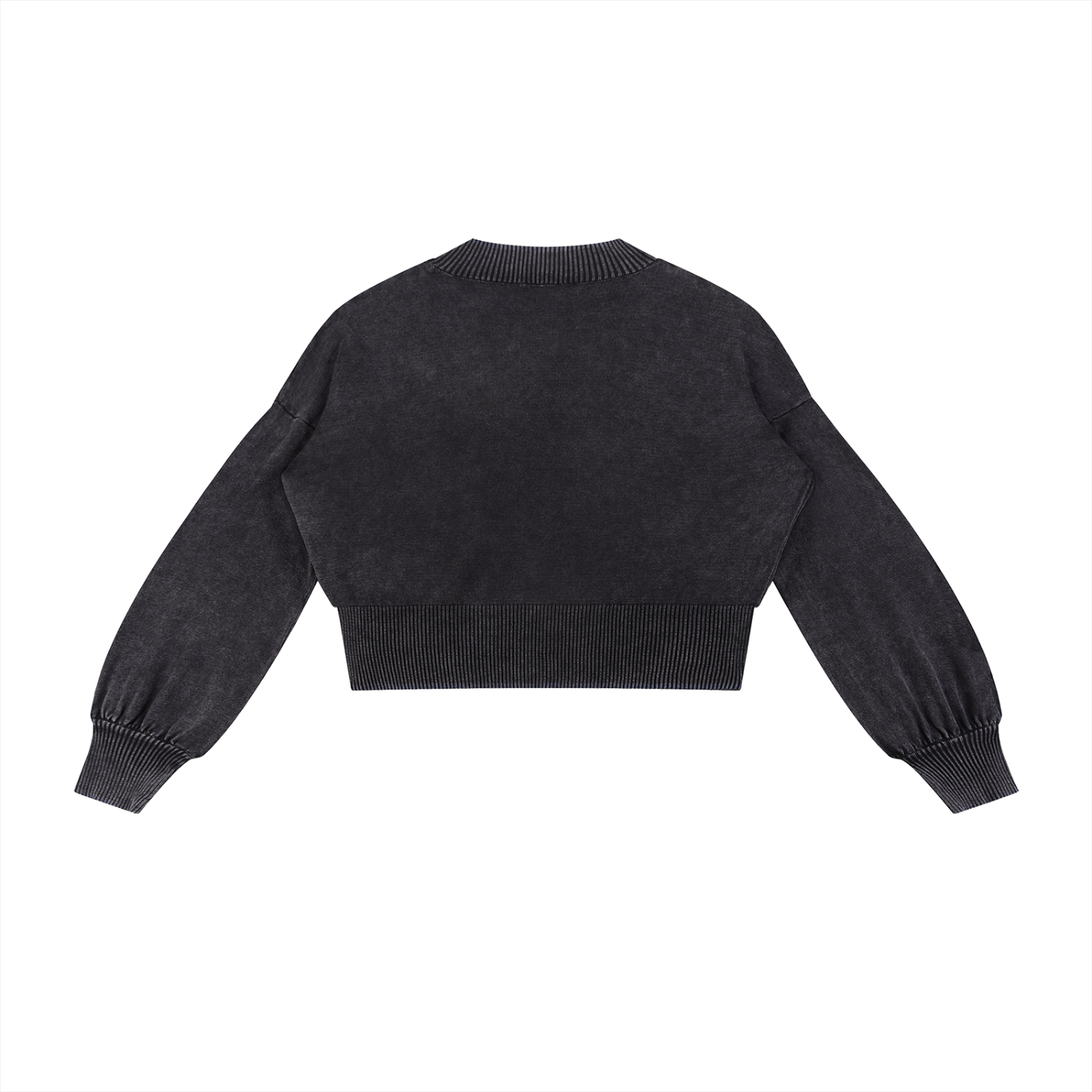 “Be The Hero of Your Own Story” Mineral Wash Balloon Sleeve Cropped Sweater