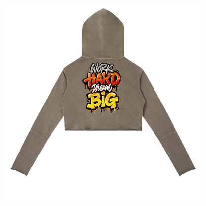 “Work Hard Dream Big” Vintage Washed Raw Edge Hoodie